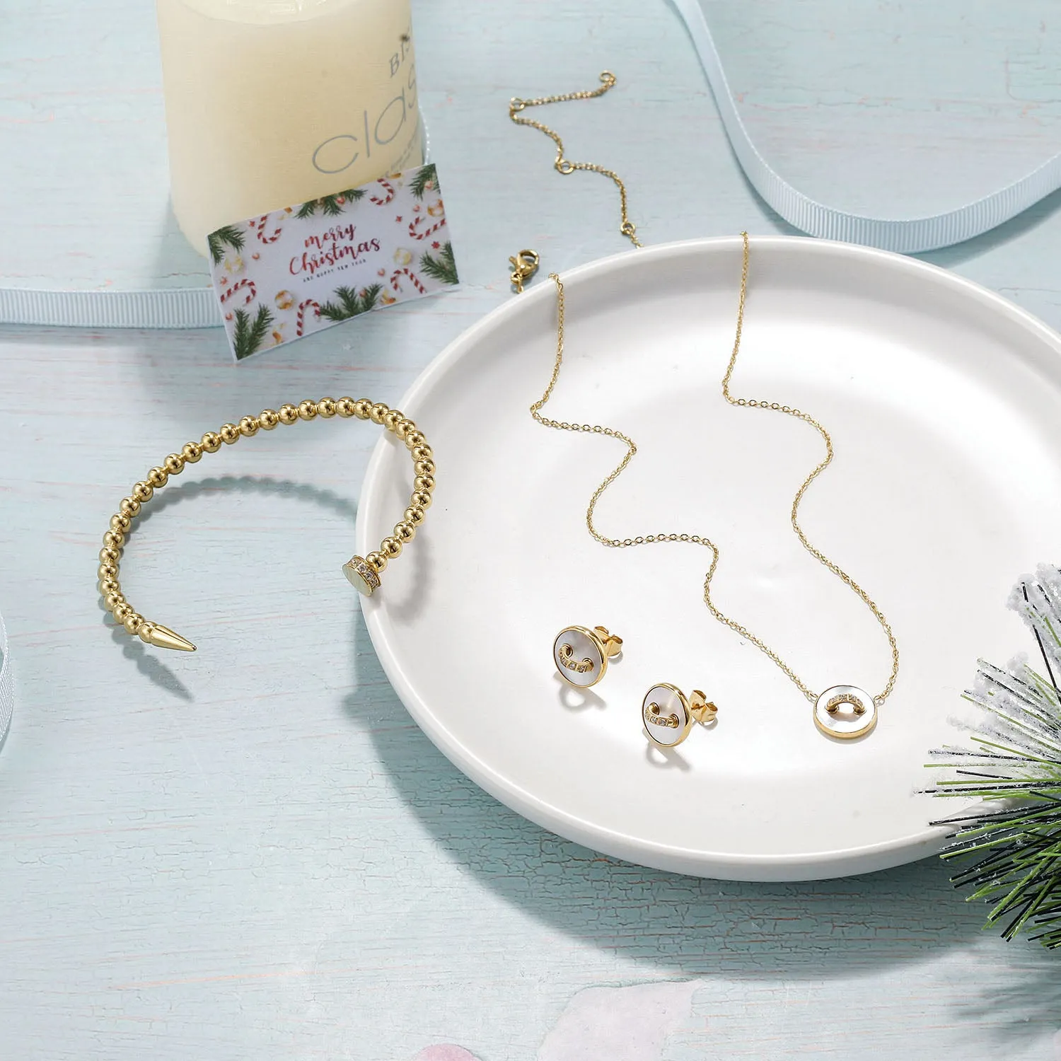 White Shell Button Necklace