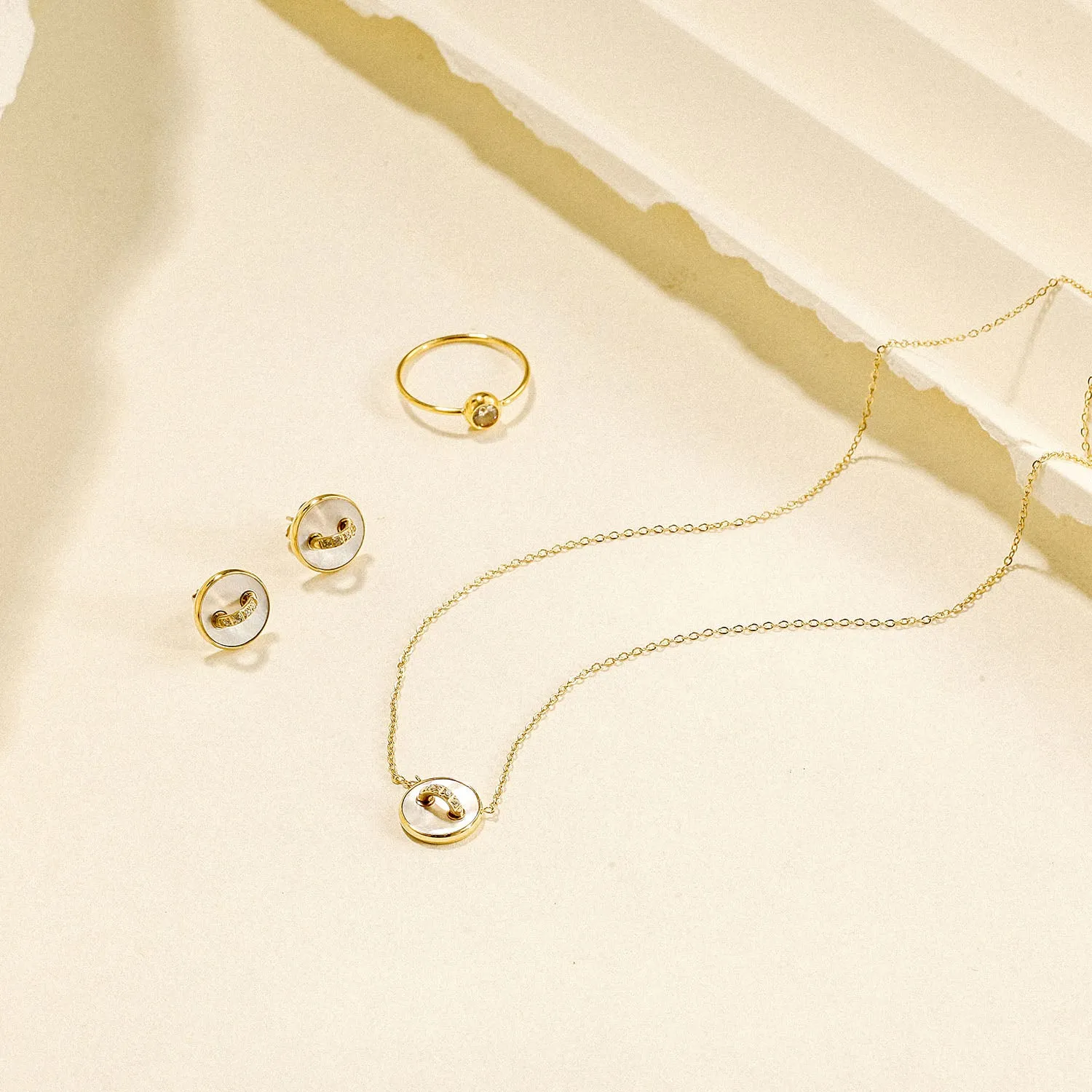 White Shell Button Necklace