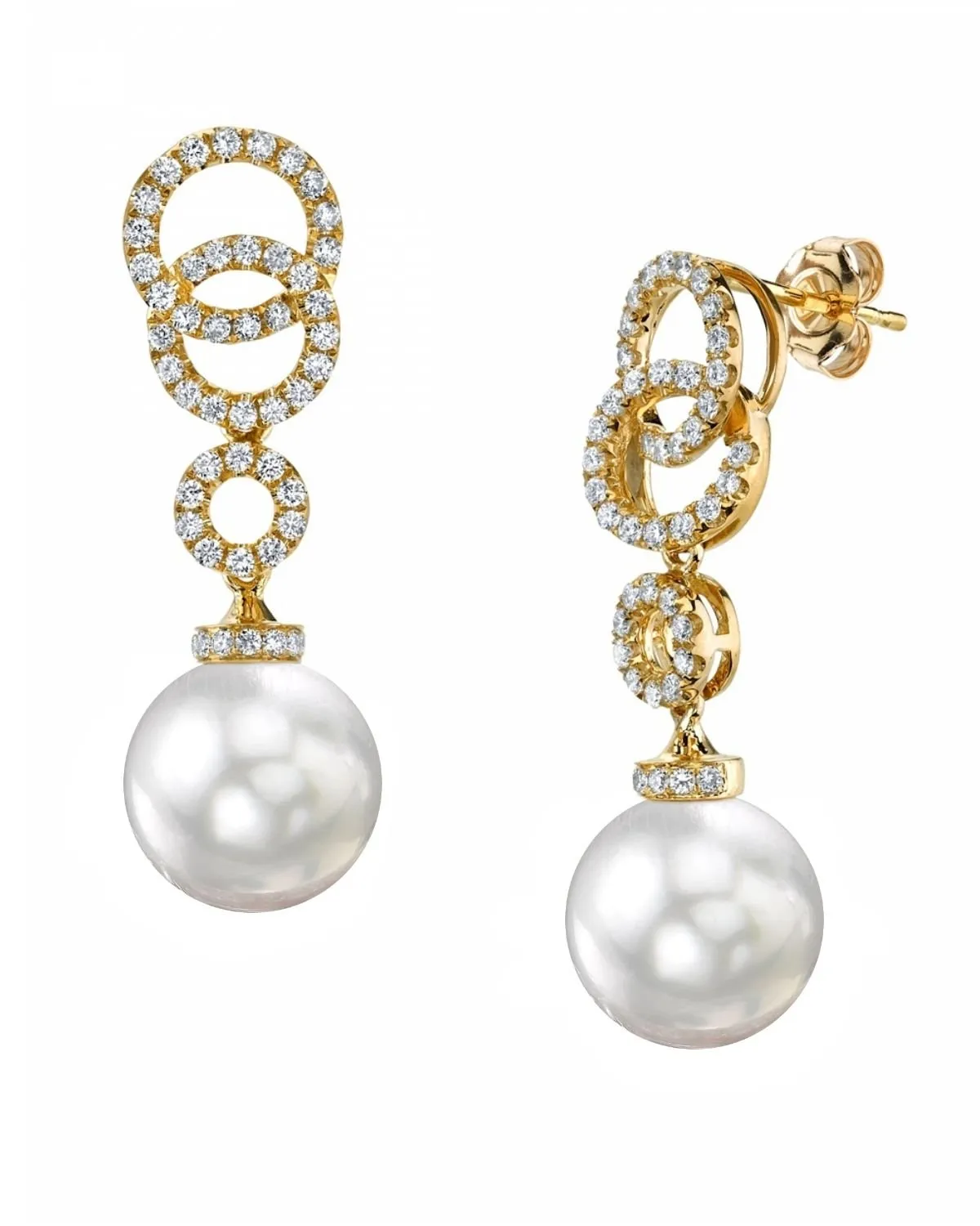 White South Sea Pearl & Diamond Stardom Dangle Earrings