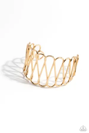 Wickedly Wired - Gold - Teardrop Pattern Paparazzi Cuff Bracelet