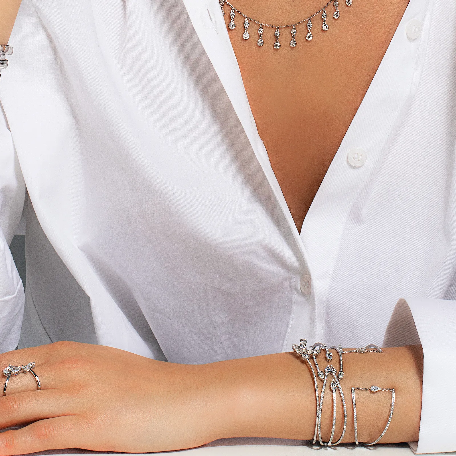 Wide Diamond Cuff Bracelets