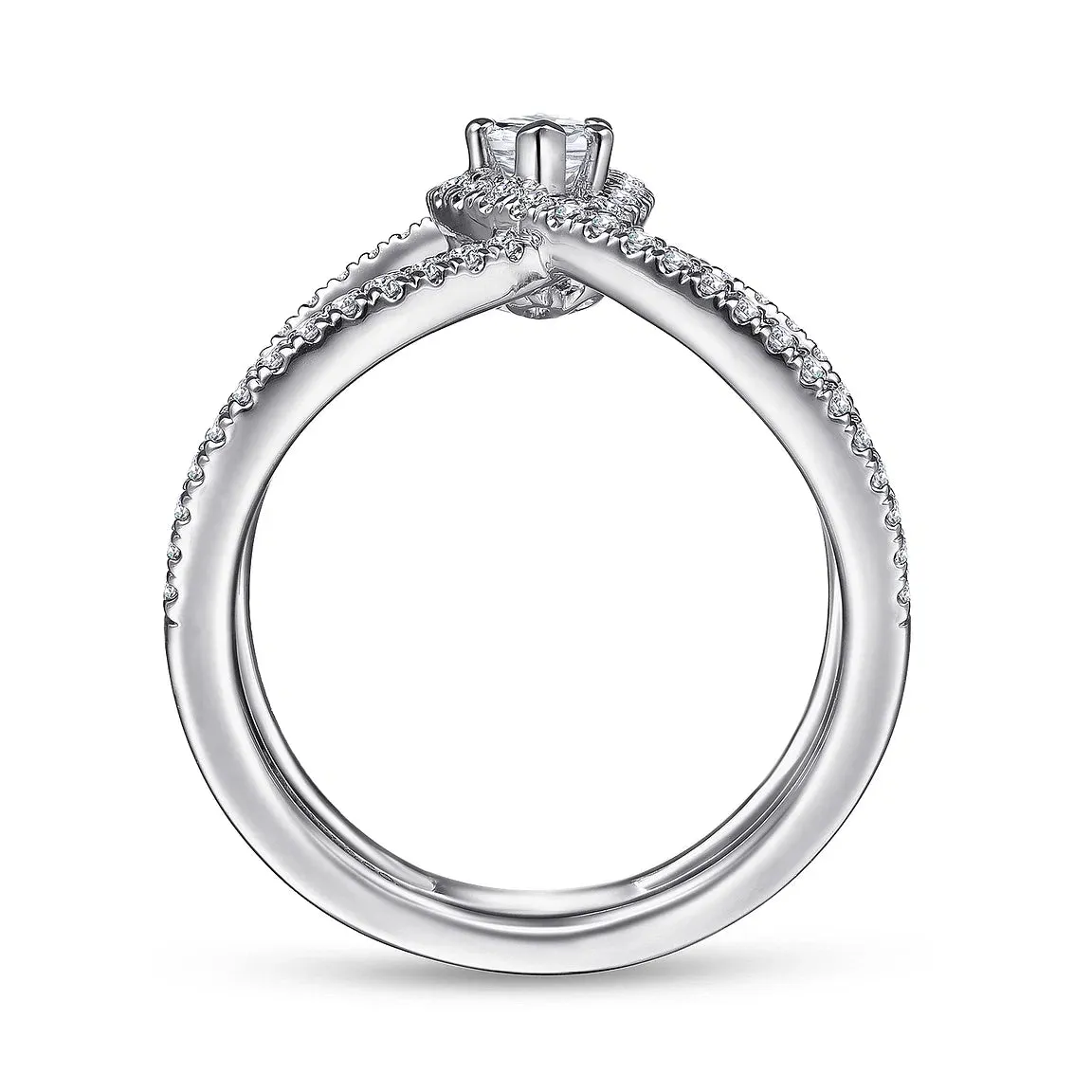 Wide Marquise Halo Diamond Engagement Ring Mounting