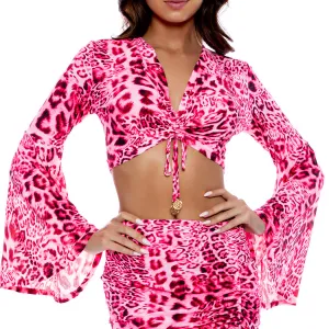 WILD THING - Bell Sleeve Scrunched Crop Top