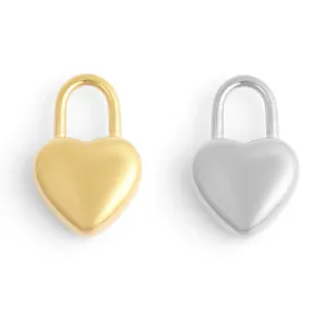 WJW - 18K Gold PVD Stainless Steel Heart Padlock Charm