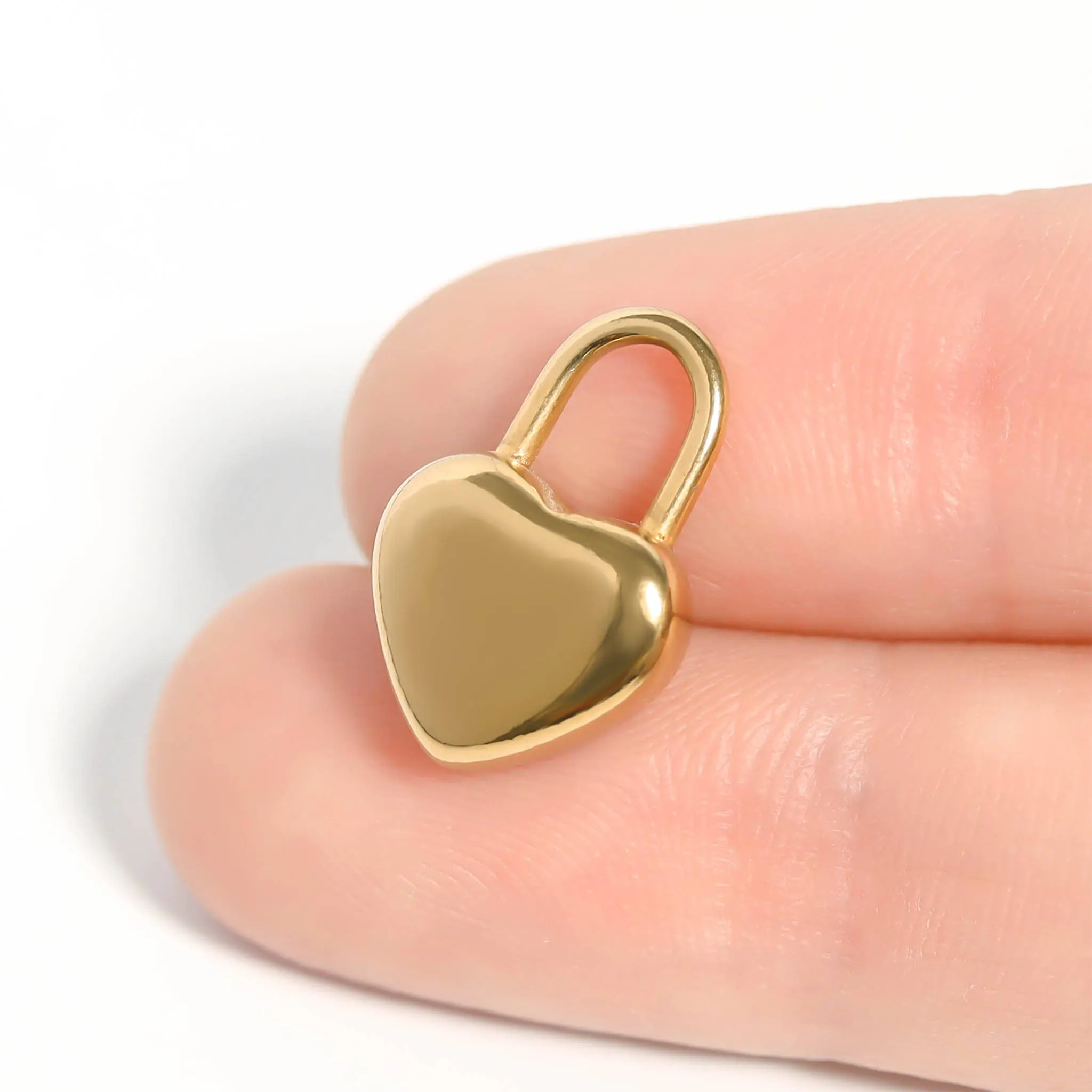 WJW - 18K Gold PVD Stainless Steel Heart Padlock Charm