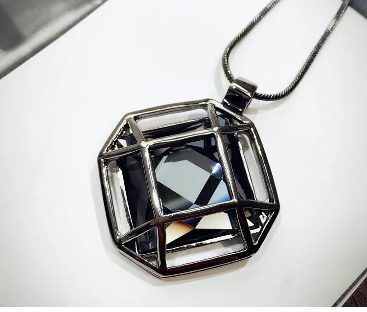 Women Pendant Necklaces The Big Drop Long Paragraph Sweater Chain All-match Decorative Crystal Necklace Pendant