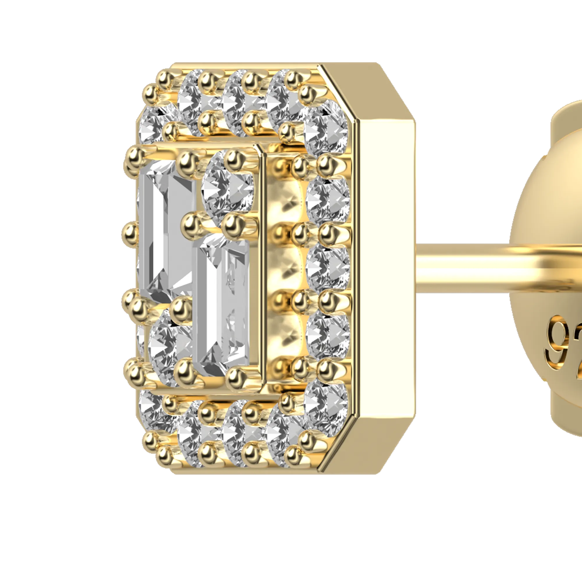 Women's Emerald Cut Mix Halo Stud Earrings - Pair