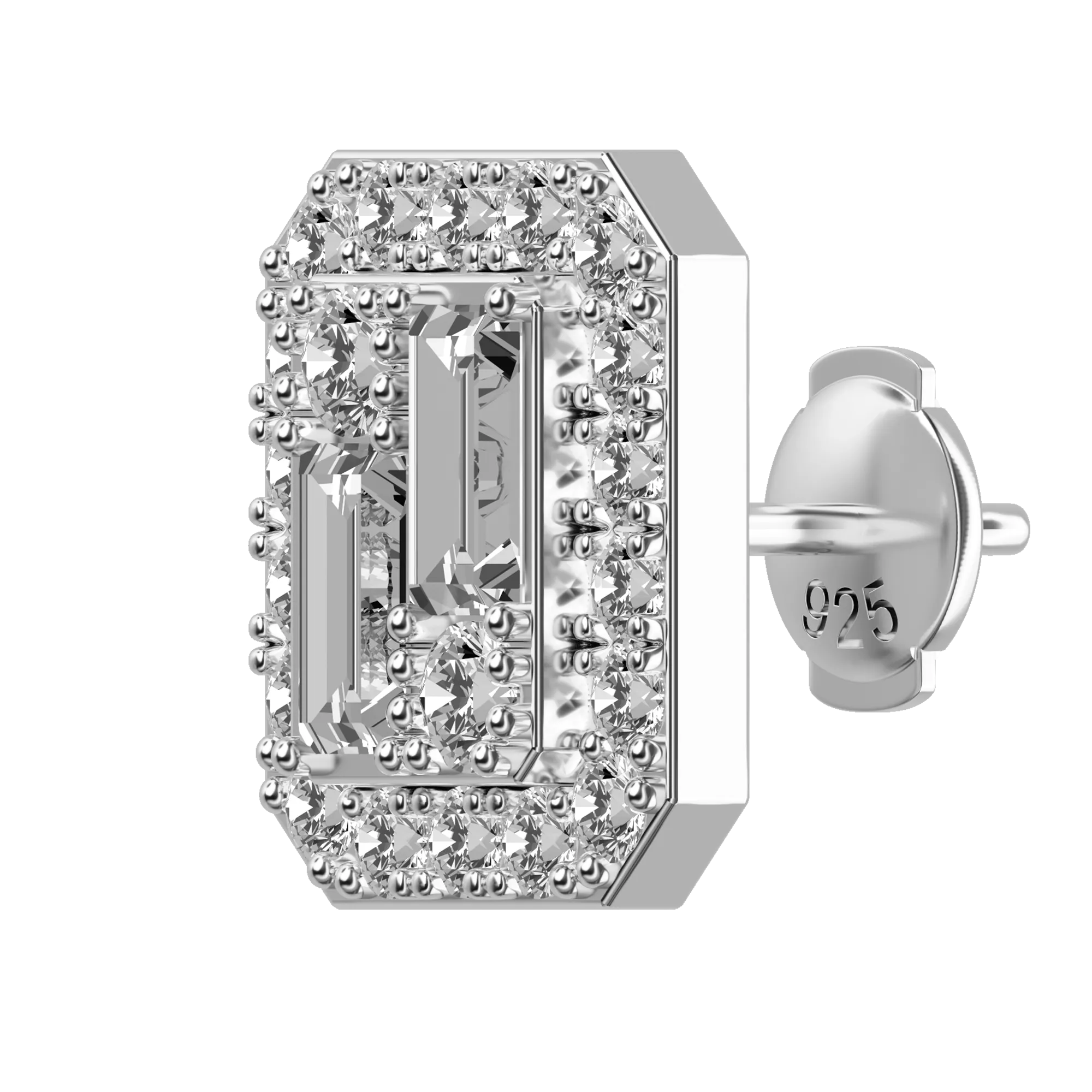 Women's Emerald Cut Mix Halo Stud Earrings - Pair