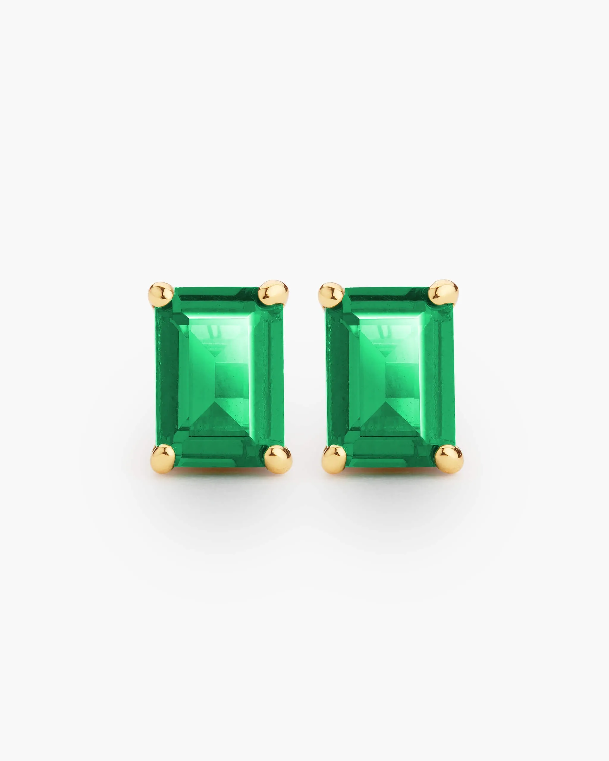 Women's Green Emerald Cut Stud Earrings