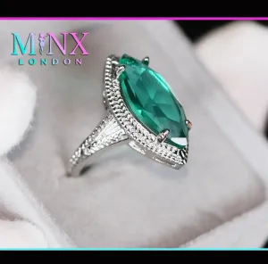 Womens Green Marquise Diamond Ring, Big Green Diamond Ring