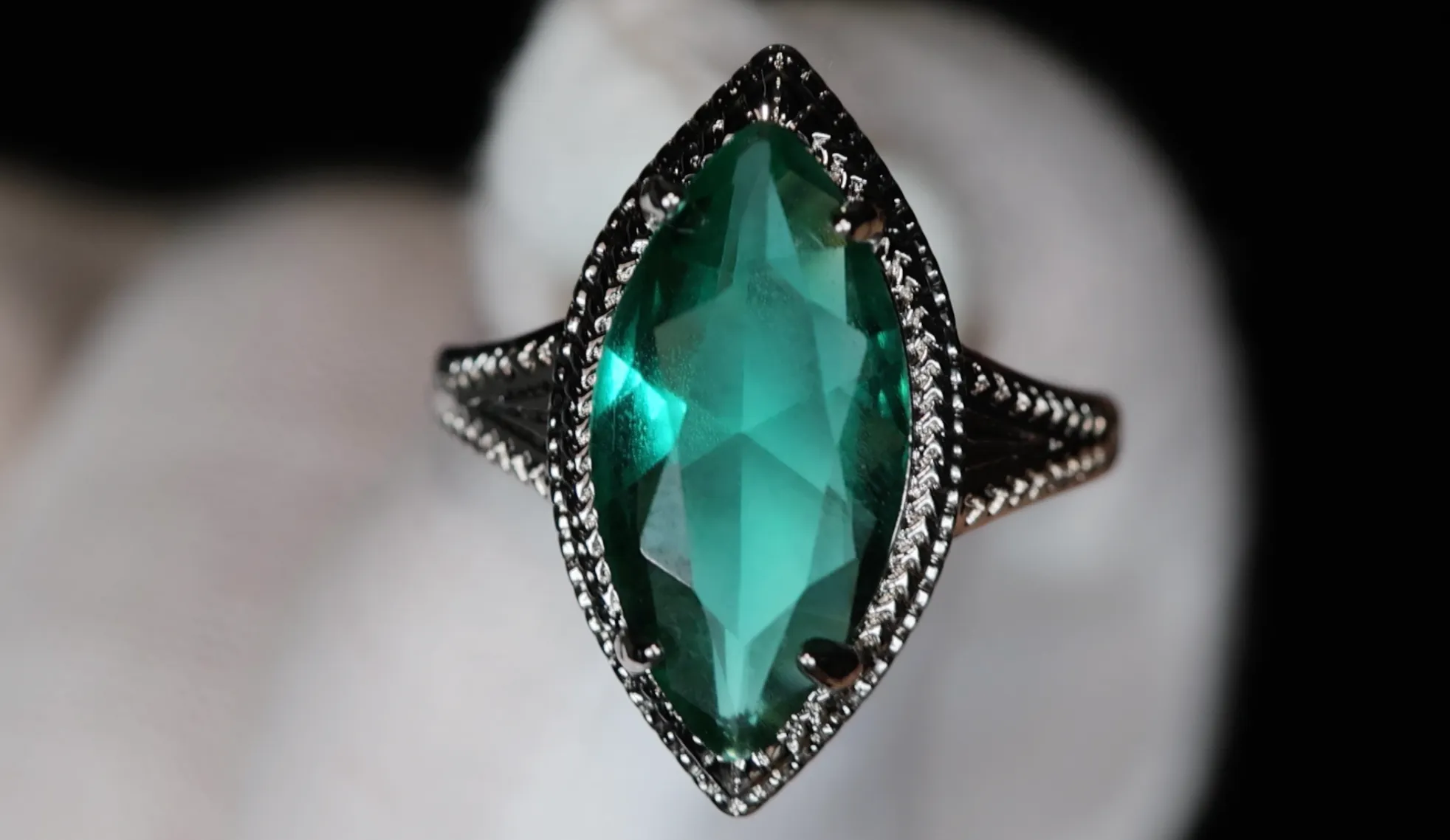 Womens Green Marquise Diamond Ring, Big Green Diamond Ring