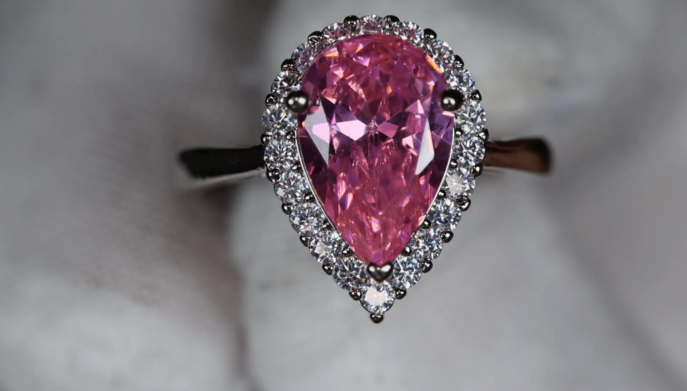 Womens Pink Diamond Ring | Pink Pear Cut Diamond Ring