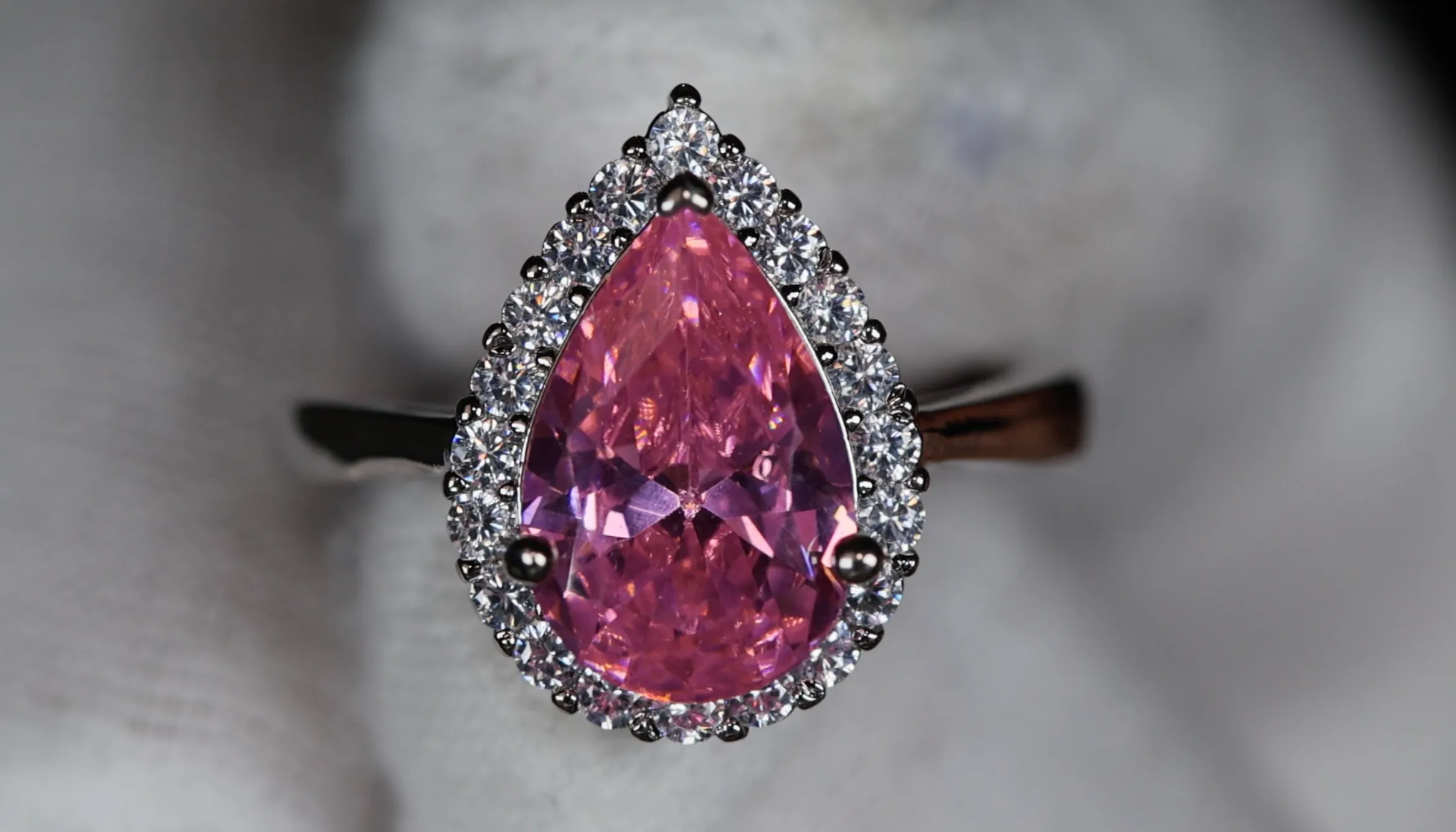 Womens Pink Diamond Ring | Pink Pear Cut Diamond Ring