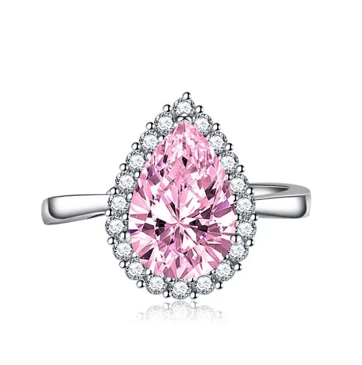 Womens Pink Diamond Ring | Pink Pear Cut Diamond Ring