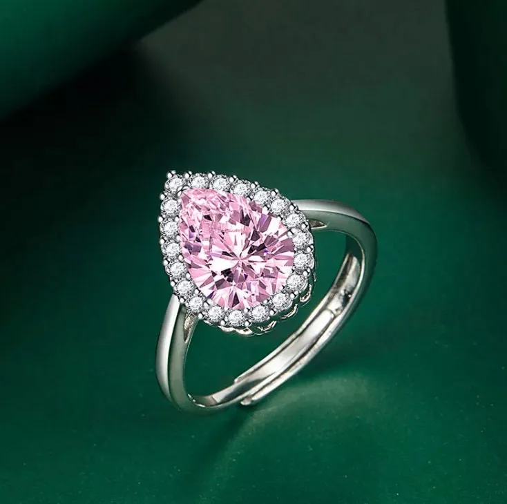 Womens Pink Diamond Ring | Pink Pear Cut Diamond Ring