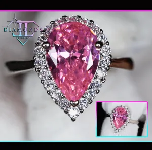 Womens Pink Diamond Ring | Pink Pear Cut Diamond Ring