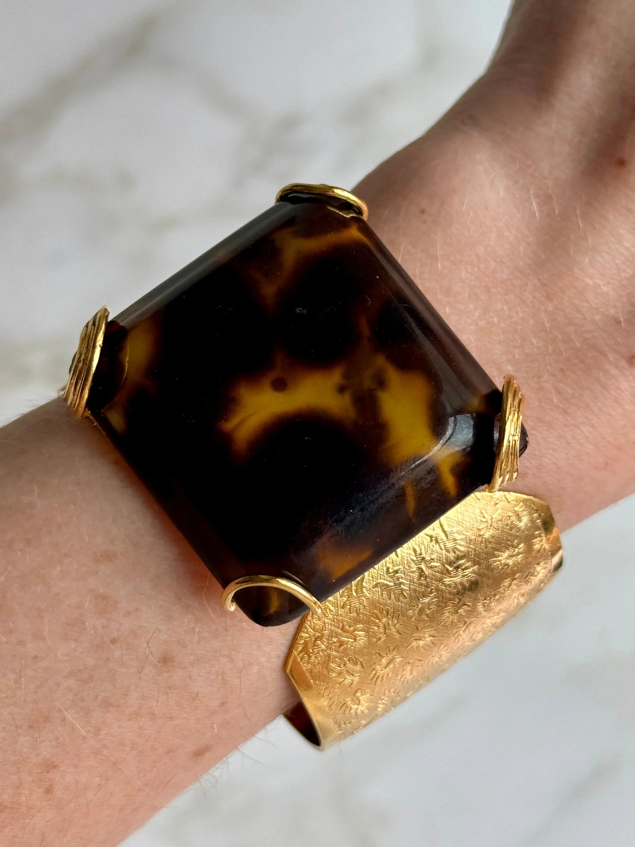 XS Tortoise and Gold Cuff Bracelet