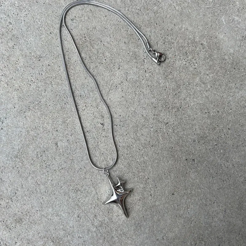 Y2K Star Pendant Frosted Beads Necklace For Women Korean Fashion Whole Titanium Steel Snake Chain Necklaces Jewelry Accessories
