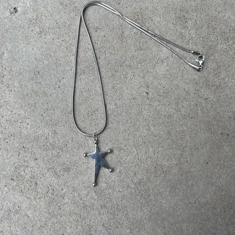 Y2K Star Pendant Frosted Beads Necklace For Women Korean Fashion Whole Titanium Steel Snake Chain Necklaces Jewelry Accessories