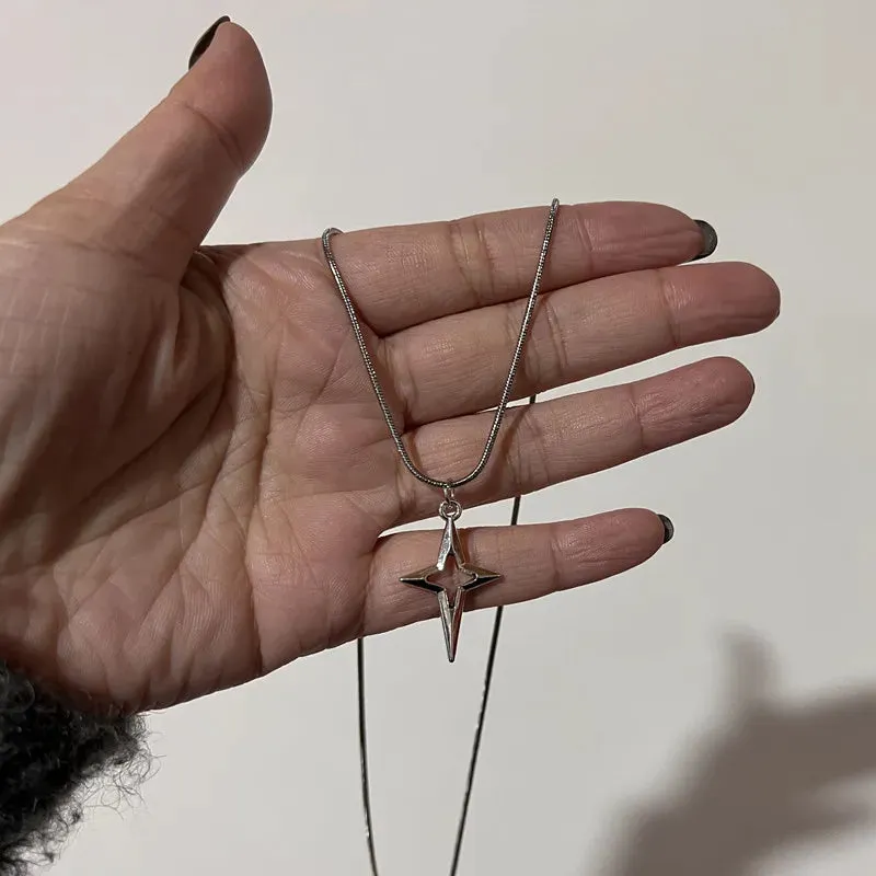 Y2K Star Pendant Frosted Beads Necklace For Women Korean Fashion Whole Titanium Steel Snake Chain Necklaces Jewelry Accessories