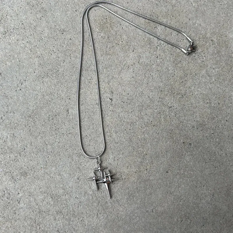 Y2K Star Pendant Frosted Beads Necklace For Women Korean Fashion Whole Titanium Steel Snake Chain Necklaces Jewelry Accessories