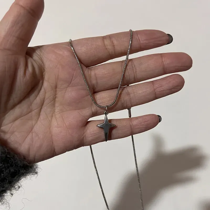 Y2K Star Pendant Frosted Beads Necklace For Women Korean Fashion Whole Titanium Steel Snake Chain Necklaces Jewelry Accessories
