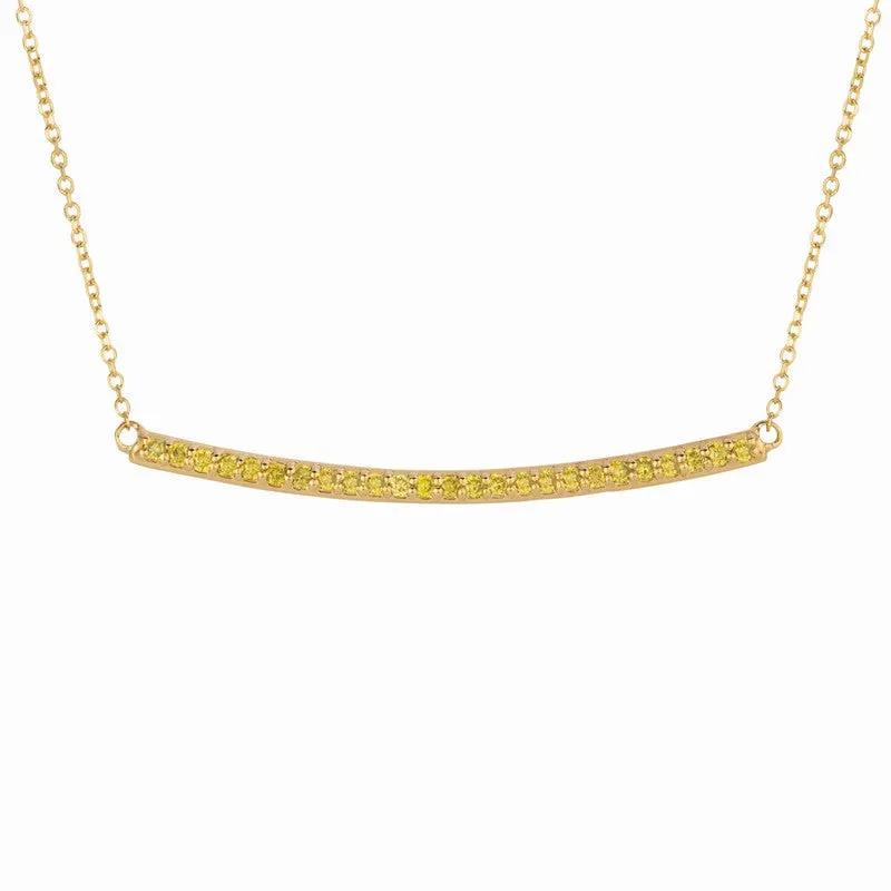 YELLOW DIAMOND BAR NECKLACE 14K GOLD (0.25 CTW)