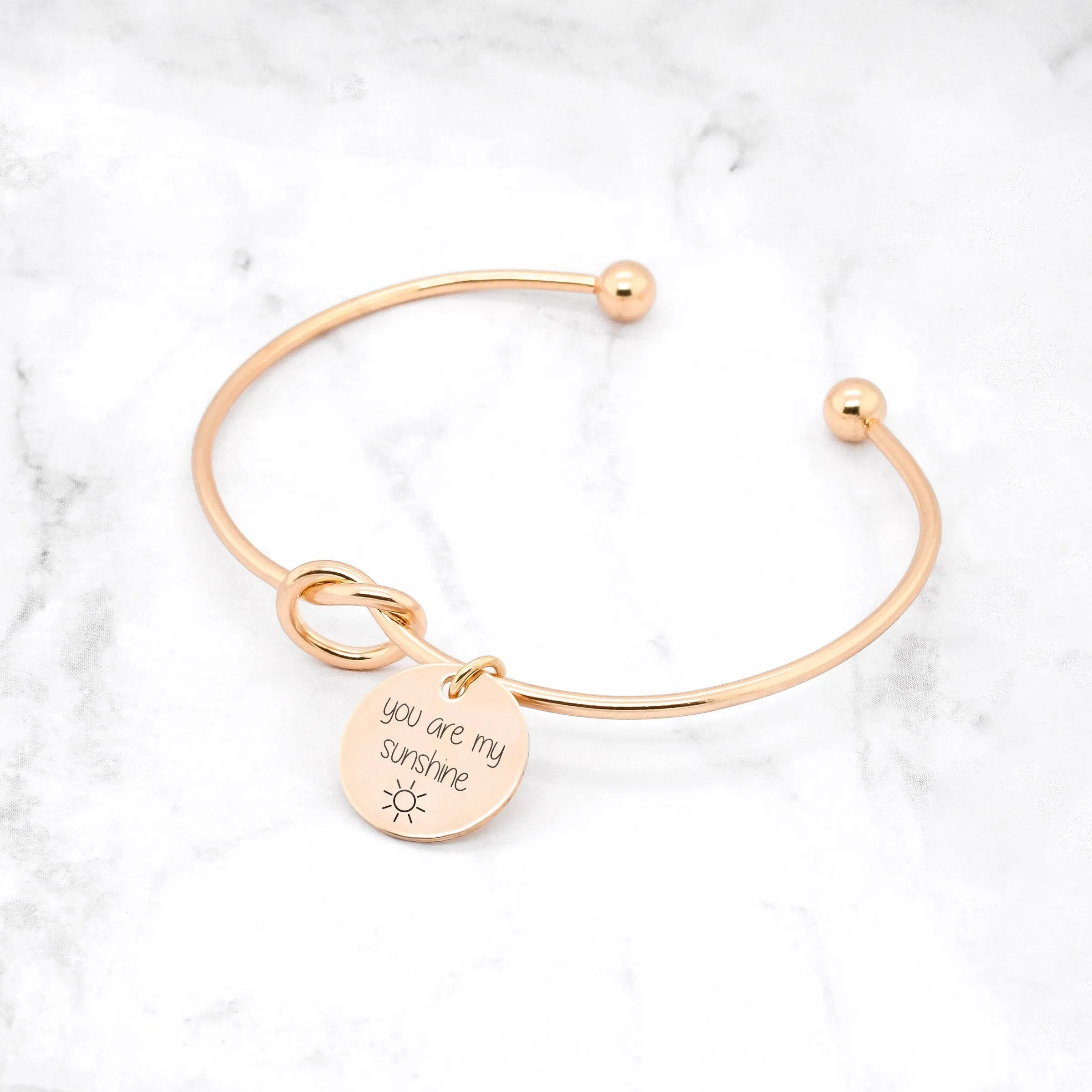 You Are My Sunshine Bracelet - Rose Gold Knot Bangle