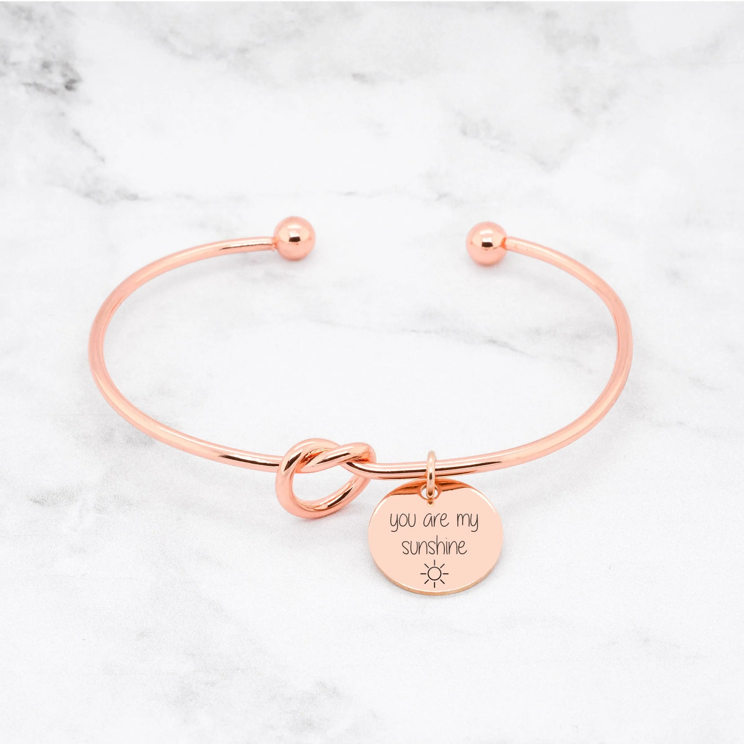 You Are My Sunshine Bracelet - Rose Gold Knot Bangle